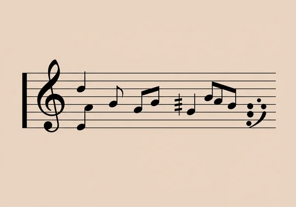 ピアノのト音記号とヘ音記号がある大譜表