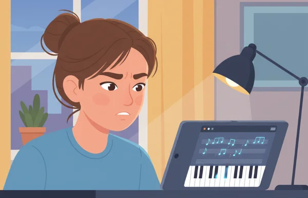 学生学习阅读钢琴乐谱