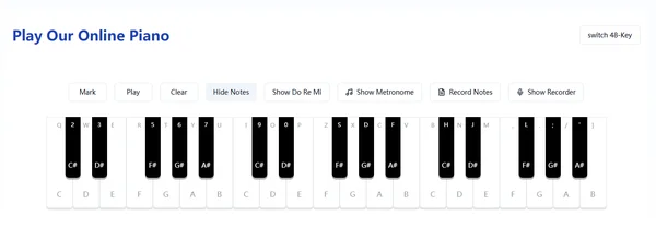 Formulario de envío de comentarios sobre el piano online