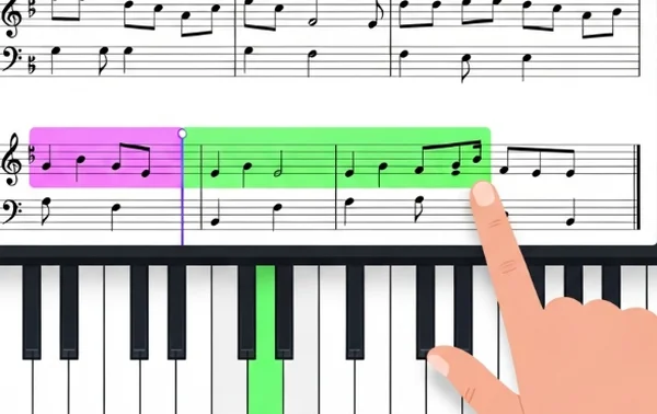 Usando la función de marcar en el piano virtual