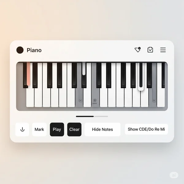 Online piano interface with key functions
