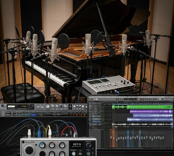 Proceso de grabación de sonido de piano