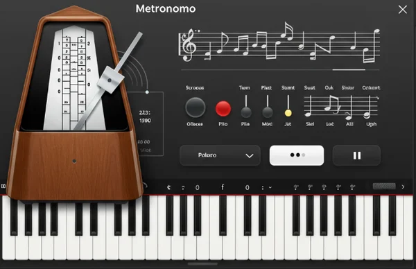 Online piano interface with an active metronome feature