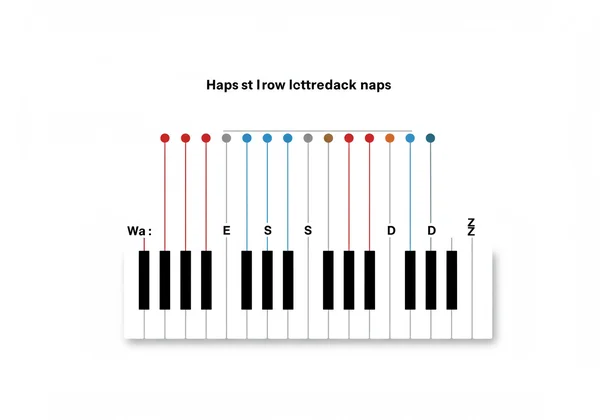 Diagram of computer keyboard mapped to online piano keys.