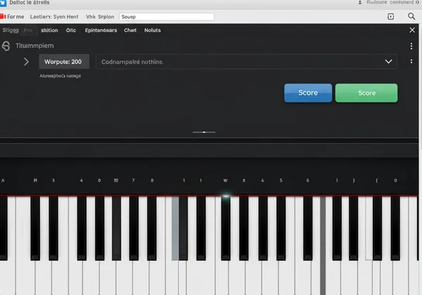 Online piano interface with a highlighted "Score" button