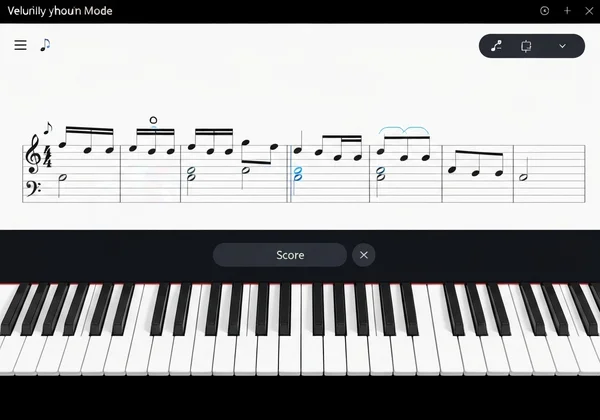 Screenshot of OnlinePiano's virtual piano with score display